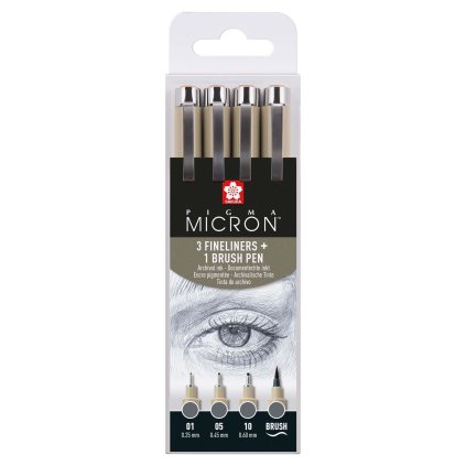 Linery Sakura Pigma Micron Cool Gray, sada 4 ks