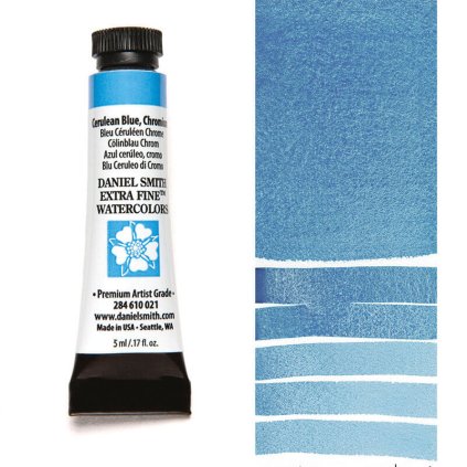 akvarelová barva v tubě daniel smith 5ml modrá 21 cerulean blue chromuim