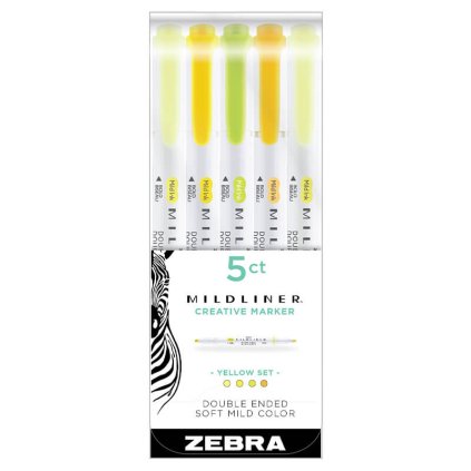 zvýrazňovače zebra mildliner yellow sada 5ks