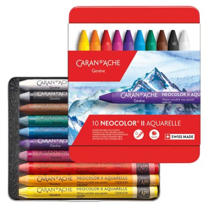 akvarelové olejové pastely caran d'ache neocolor 2, sada 10 ks