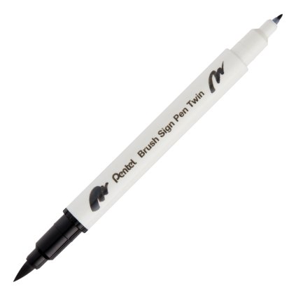 Oboustranny brushpen pentel sight pen brush twin black otevřený