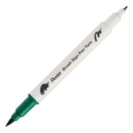 Oboustranny brushpen pentel sight pen brush twin DARK GREEN