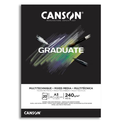 Skicák Canson Graduate mix media black A3