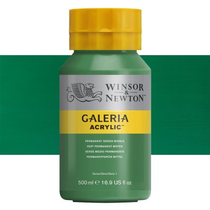 484 akrylová barva Winsor Newton Galeria acrylic 500ml permanent green middle