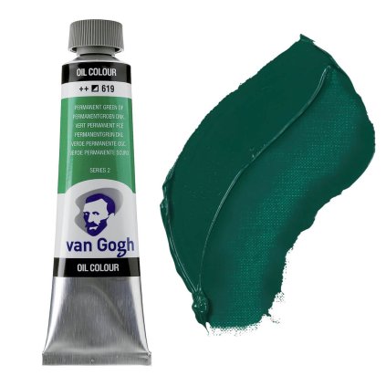 olejová barva van gogh 40ml zelená 619 permanent green dp