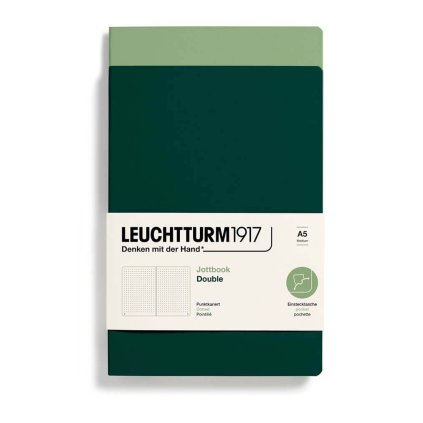 Zápisník Leuchtturm1917 jotbook double A5 teckovany zelena