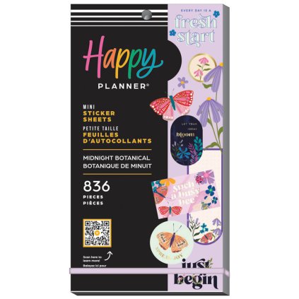 samolepky happy planner midnight botanical mini