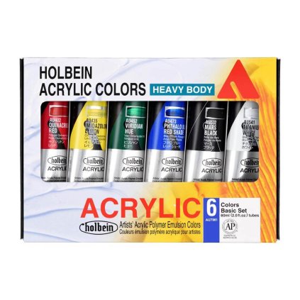 akrylove barvy holbein heavy body sada basic 6ks