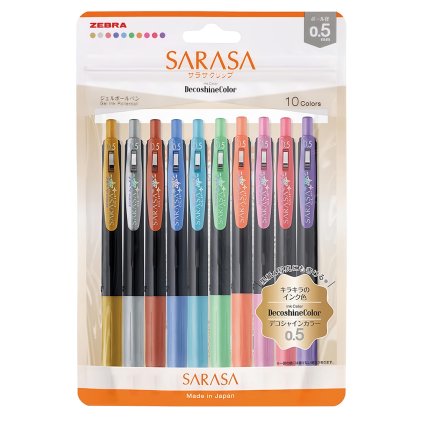 gelova pera zebra sarasa decoshine sada 10 ks