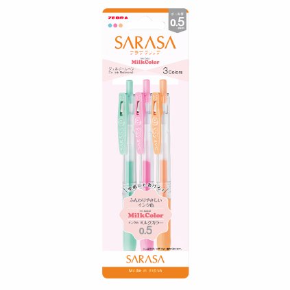 gelova pera zebra sarasa milk sada 3 ks