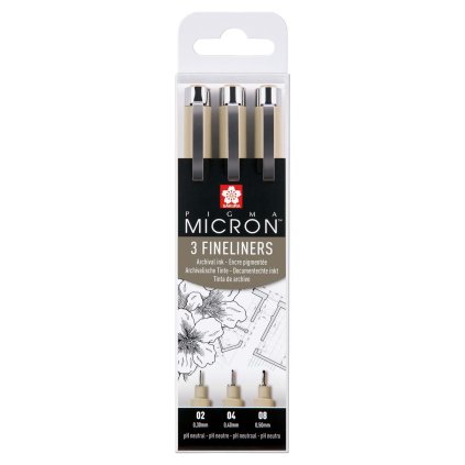 Sada linerů Sakura Pigma Micron 3 ks, černé