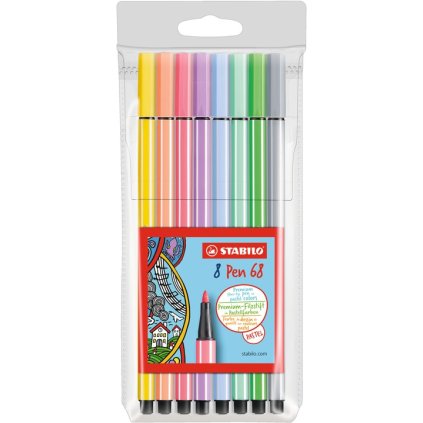 Fixy STABILO Pen 68 Pastel, sada 8 ks