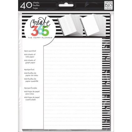 Poznámkové listy Happy Planner CLASSIC - B&W stripes