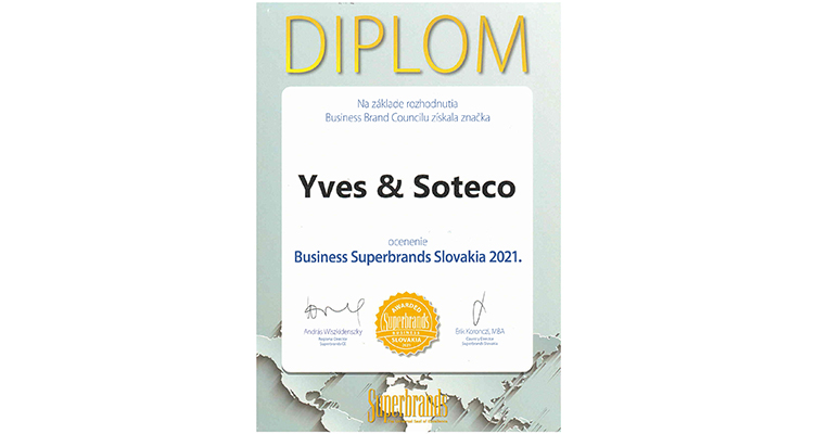 Značka Yves & Soteco Slovakia získala pečať kvality Business Superbrands 2021