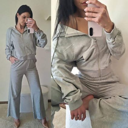 Šedá, teplakova souprava s kaminkama