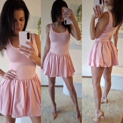 Ruzove saty s balonovou sukni