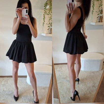 Cerne saty s balonovou sukni