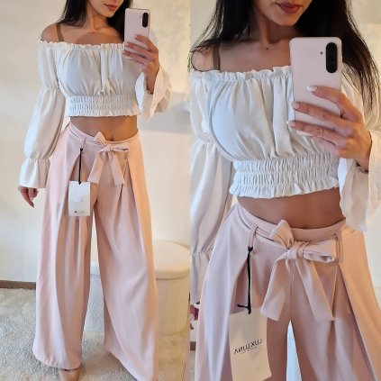 Siroke kalhoty s mašlí