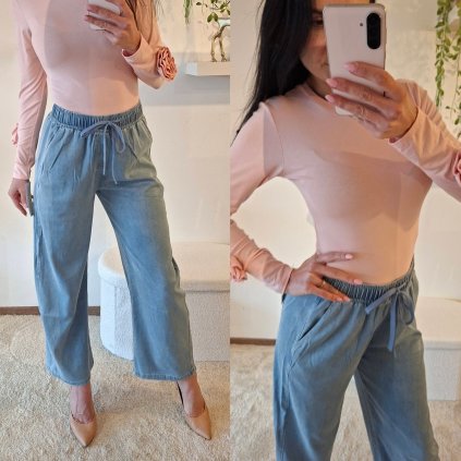 Lehke denim kalhoty volného střihu