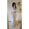 Elegantni, kremove flare kalhoty