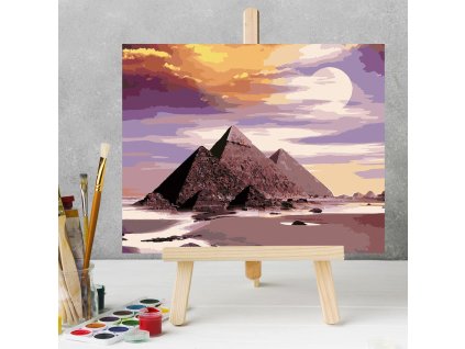 0044374 malovani podle cisel egyptske pyramidy vypnute platno na ram