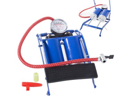 Automobilová nožná pumpa s dvoma piestami na bicykli