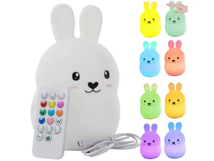 Detské led nočné svetlo králik touch rgb diaľkové ovládanie