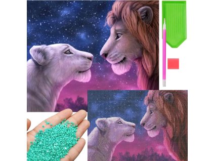 Diamantová výšivka lev set diamantový obraz kráľ