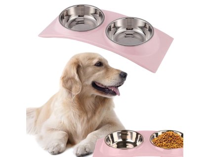 Dvojitá miska pre psa mačku kovová 2ks 0,4l