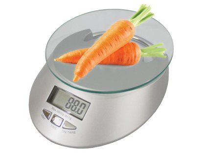 Elektronická sklenená kuchynská váha 5kg / 1g hodiny