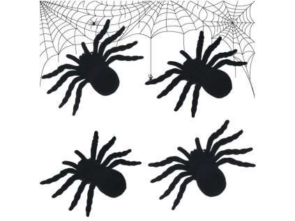 Halloween pavúk 4 ks veľké strašidelné dekorácie