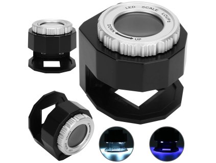 Klenotnícka lupa mikroskop 30x 3 led uv vreckový mikroskop