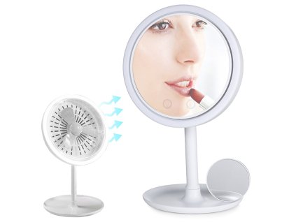 Kozmetické make-up zrkadlo s LED ventilátorom