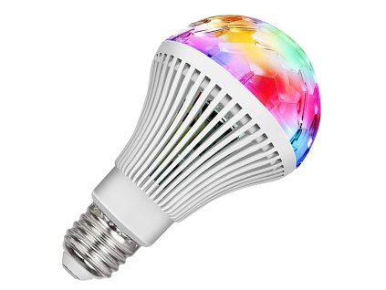 LED žiarovka rgb rotačná e27 disco guľa