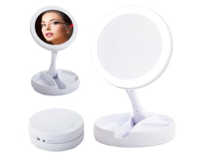 Osvetlené LED otočné zväčšovacie zrkadlo