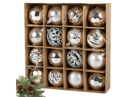 Vianočný stromček ozdoby 6cm sada 16ks ozdôb vianočné dekorácie vzory