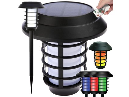 Záhradná lampa solárna baterka lampáš rgb diaľkové ovládanie
