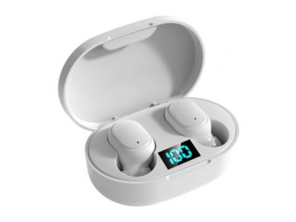 Bezdrátová sluchátka E6S s bluetooth 5.0 a dobíjecím pouzdrem BÍLÁ