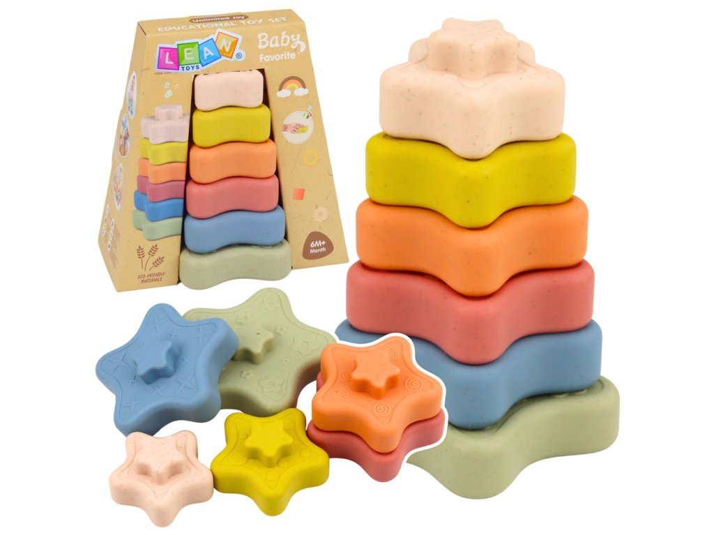 eng pl Sensory Pyramid Stars Soft Blocks Colorful Puzzle 6 pcs 30585 1