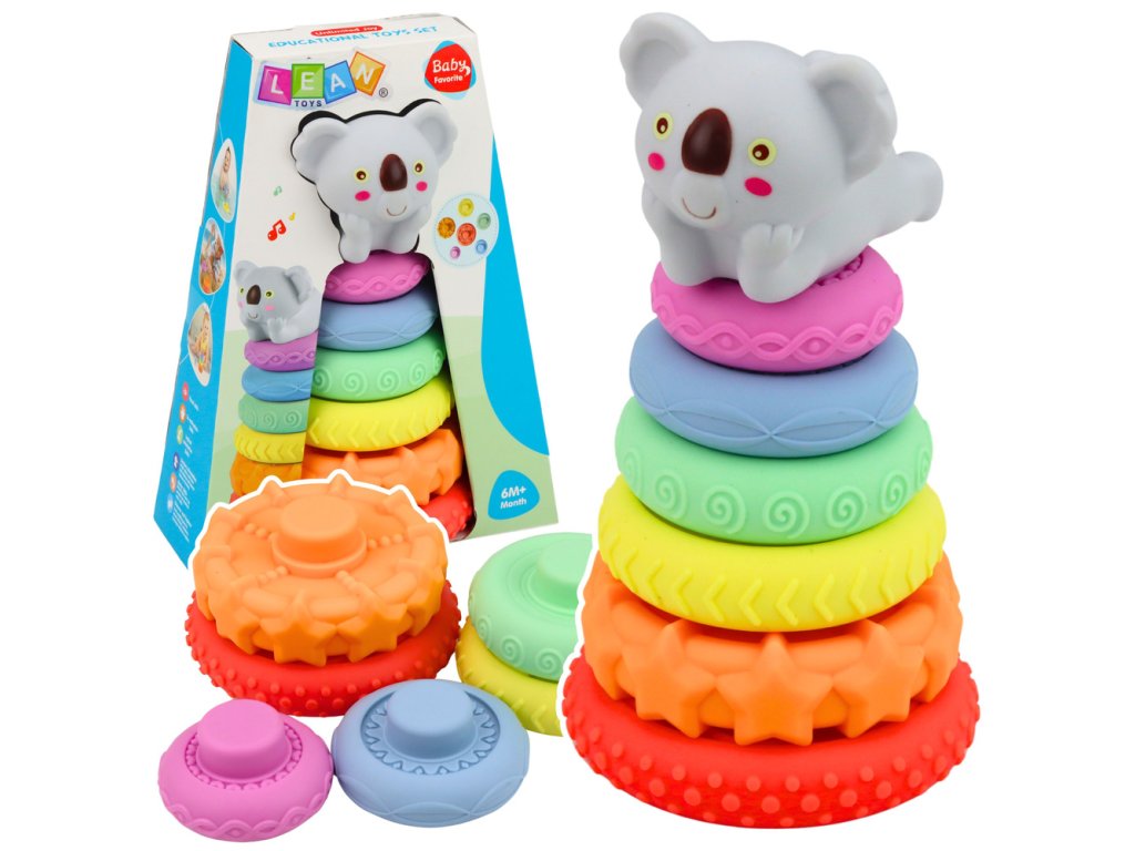 eng pl Sensory Pyramid With Koala Educational Tower Colorful 7 pcs 30588 1
