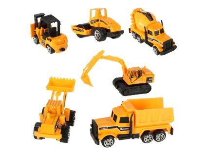 Sada stavebních strojů 6 ks – bagr, buldozer, míchačka a další pracovní vozidla