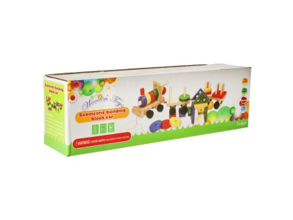 Dřevěná skládačka vlak - lokomotiva + vagóny 30cm