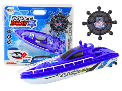 eng pl Remote Controlled Police Boat RC Blue Remote Control 27MHz 17862 1