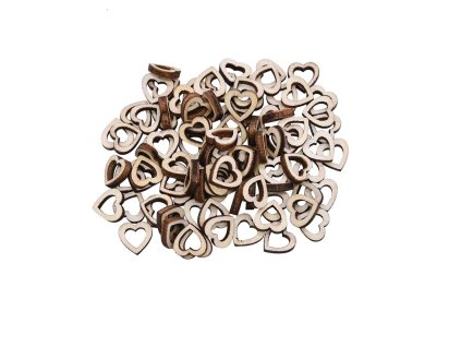 Dřevěný výřez – srdíčka (1cm) 100ks