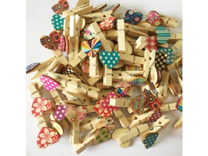 Dekorativní kolíčky se srdíčky 10ks