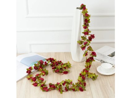 Umělá květinová girlanda 🌹 Popínavá růže (bordó)