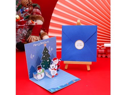 Vánoční přání sněhulák modrý