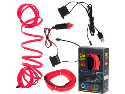LED ambientní osvětlení do auta USB/12V - 3m červené