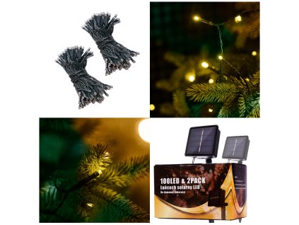 Solární světelný řetěz 20m 200LED teplý