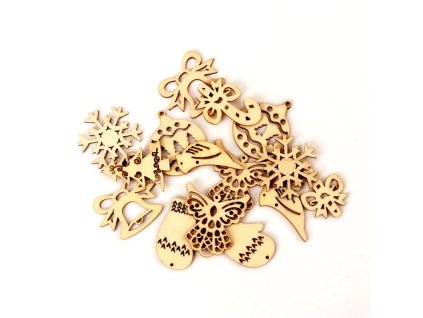 Dřevěný výřez 20 40mm mix vánoční 20ks